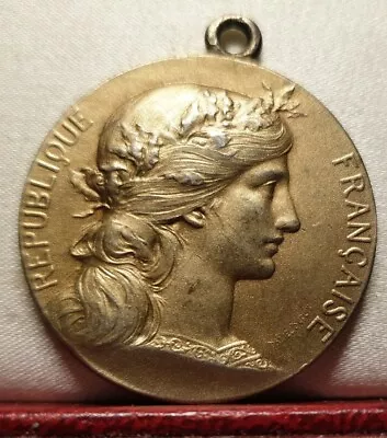 1900s 32mm Silver Medal Marianne Woman By Dupuis French Republic Award • $41.99