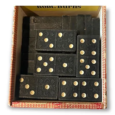 $39.99 • Buy Estate Tested Bakelite Dominoes - Vintage Black White In Cigar Box