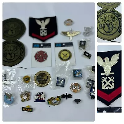 Lot Of 26 Vintage To Modern US Military Pins Patches Memorabilia • $19.95