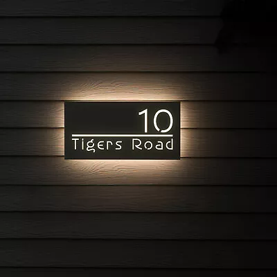 £132 • Buy House Number Sign LED Illuminated Floating Address Plaque