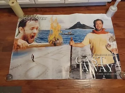 CAST AWAY 34 X 49  Video Movie Vinyl Banner Poster Tom Hanks Robert Zemeckis • $25