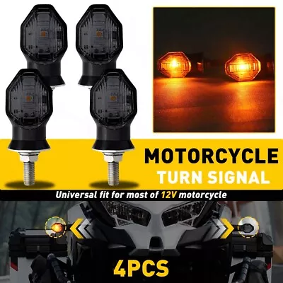 4X LED Motorcycle Turn Signals Indicator Amber Blinker Light Universal Mini Lamp • $17.59