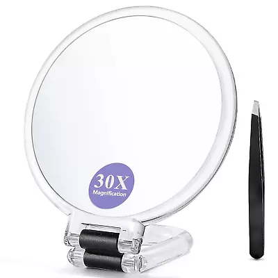 Magnifying Mirror 30x/1xDouble Sided Magnifying Mirror With StandMagnified Ha • $11.94