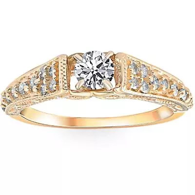 5/8ct Vintage Diamond Engagement Ring 14K Yellow Gold • $655.19