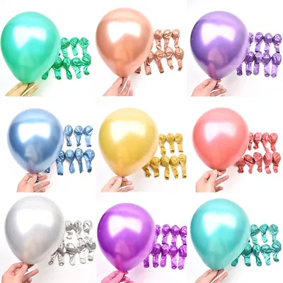 30pcs Gold Silver Chrome Metallic Latex Helium Balloons Metal Birthday Wedding • $6.58