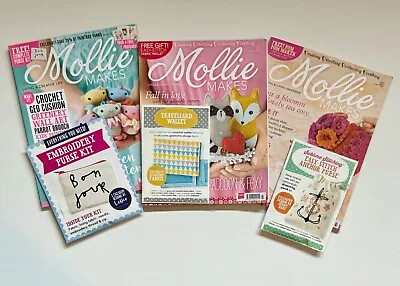 Mollie Makes Magazine X 3 (23 42 & 78) With Embroidery Purse & Wallet Kits • $16.15