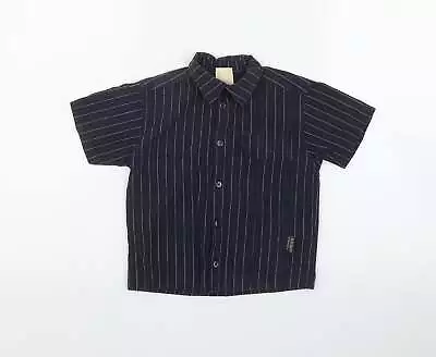 Mini Man Boys Blue Striped Cotton Basic Button-Up Size 2 Years Collared Button • £5.50