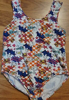 Vintage Bodywear Leotard Body Suit Comic Theme Bright 80's Size XL (read Desc) • $29.99