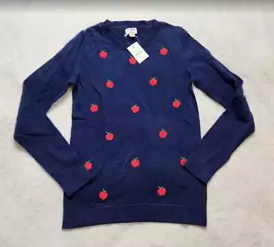 New Womens XXS J Crew Factory Embroidered Apples Teddie Pullover Teacher Sweater • $64.99