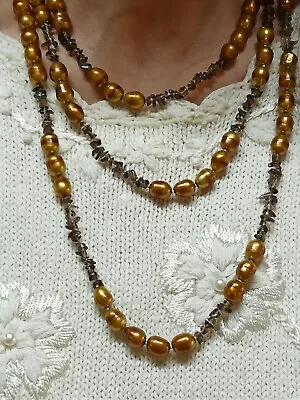 Vintage Gold Pearl Necklac Freshwater Pearl Fine Jewelry Mother Daughte Gift 48  • $199