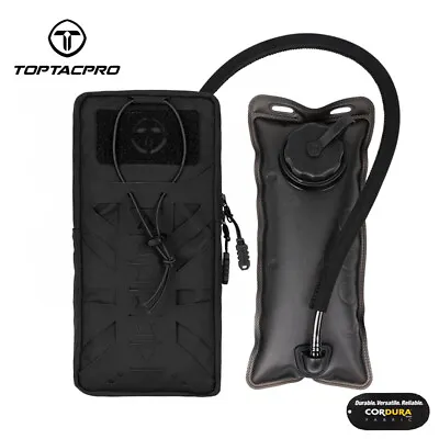 TOPTACPRO Tactical Hydration Pouch Bag W/ 1L Hydration Bladder MOLLE Laser Cut • $35.91