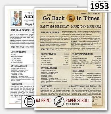 Born Back In This The Year 1953 1954 70th Personalised Birthday Present Gift V6A • £3.90