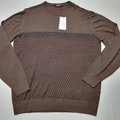 $292.50 • Buy LUCIANO BARBERA $650 2XL (58) Brown Cashmere Silk Wool Pullover Men's Sweater