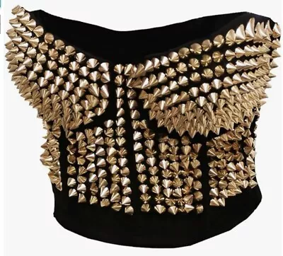 Bslingerie Womens Clubwear Madonna Style Metallic Studs Bustier Bra Top Size S • £14.99