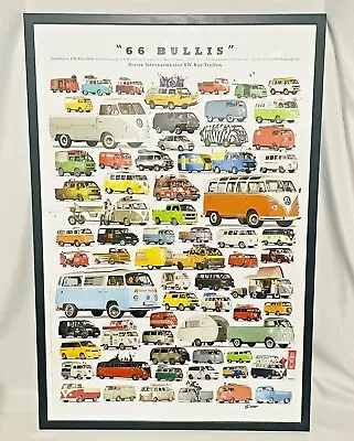 VW Bus 66 Bullis Framed Poster 60th Volkswagen Anniversary Cliff Serna Germany  • $99.99