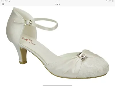 BRAND NEW - UK 3 - Low Heel Ivory Lace Bridal Wedding Bridal Shoes • £3.85