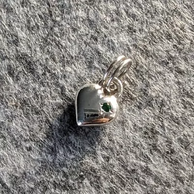 LINKS OF LONDON Sterling Silver 925 Small Heart Charm With Green Stone • £7.80