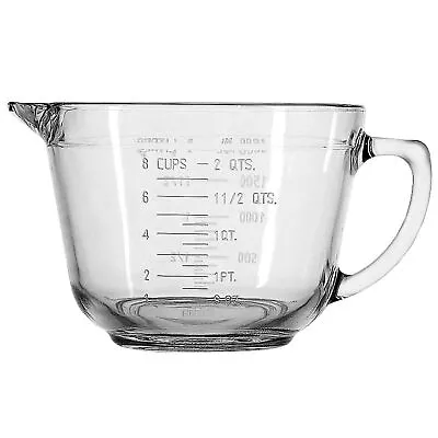 (USA) 2-Quart Glass Batter Bowl - Kitchen Essential For Mixing And Pouring • $10.38