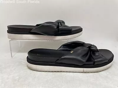 Michael Kors Womens Josie Black White Knotted Slip-On Slide Sandals Size 10M • $19.49