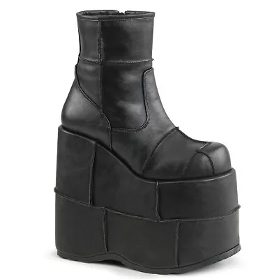 DEMONIA Men's 7  Platform Industrial Goth Black Gogo Ankle High Boots STA201/BVL • $105.95