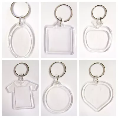 CHOOSE Your DESIGN! 1-100 Blank Photo Holder Keyring Acrylic Plastic Key Ring  • £1.49