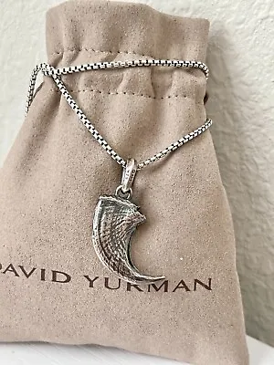 David Yurman Sterling Silver Claw Pendant With 25-26  Box Chain Necklace For Men • $300