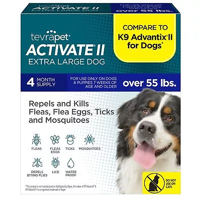 Activate II Flea And Tick Prevention For Dogs | 4 Count | Extra Large Dogs 55... • $39.42