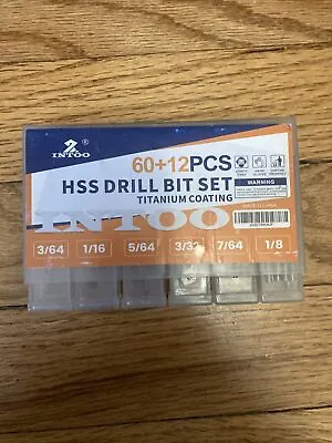 INTOO Mini Drill Bit Set 60 Pcs+12 Pcs HSS Titanium Micro 72 Pieces Total • $14.49