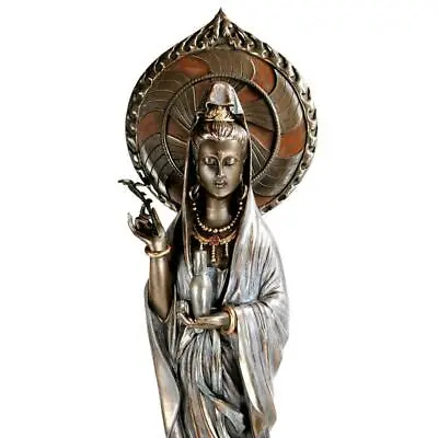 $139.95 • Buy KWAN YIN STATUE 17  Buddhist Goddess Lotus HIGH QUALITY Guan Quan Bronze Resin