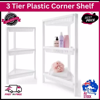 3 Tier Bathroom Corner Shower Caddy Telescopic Pole Tension Organizer Rack Shelf • $27.99