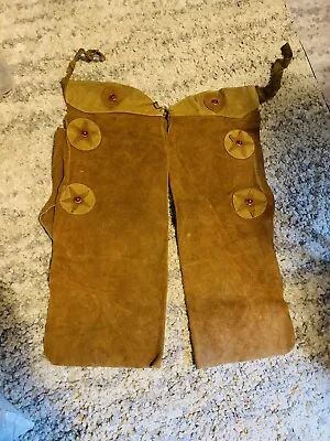 $25.20 • Buy Vintage  LEATHER CHAPS COWBOY Gem / Star Studded CHILDRENS WESTERN Costume/Toy