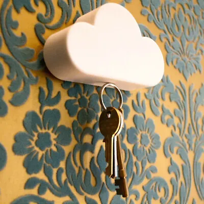Cute Creative Cloud-shaped Magnetic Keychain White Cloud Novelty Key Holder • £6.98