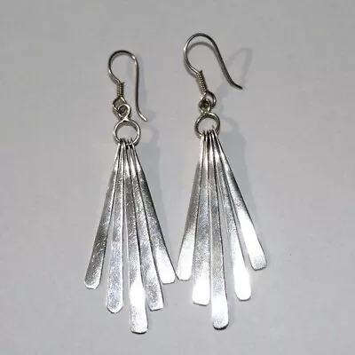 Sterling Silver Modern Stick Fan Earrings • $35