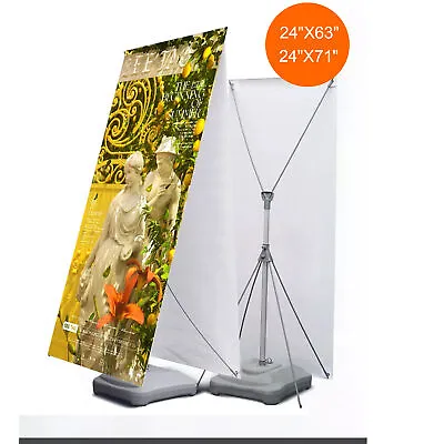 NEW Premium Indoor X Banner Display Stand 24x63 Water Fill Plastic Box Based • $75.99