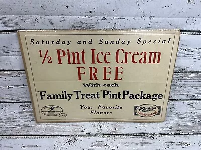 VTG Hendlers Ice Cream  The Velvet Kind  General Store Special Advertising Sign • $35