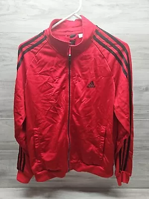 Adidas Men's Red Jacket - Black Striped Windbreaker Large Pre-Owned • $16.99