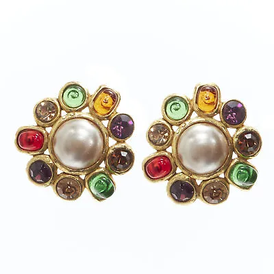 $899.99 • Buy CHANEL Vintage 1990's Collection 26 Gold Gripoix Faux Pearl Clip On Earrings
