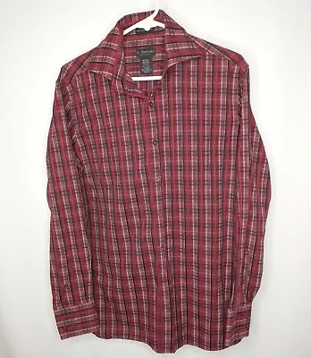 J. Ferrar Button-Up Long Sleeve Shirt Modern Fit  Mens  SzM 15-15 1/2 Red Plaid • $9