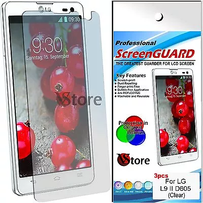 3 For Films LG Optimus L9 II 2 D605 Screen Protector LCD Display Film • £2.34