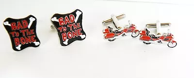 £8.10 • Buy Goldwing Cuff Links Bad To Bone Motorbike Touring Bike