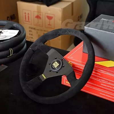 MOMO MonteCarlo 350mm 14' Suede Leather High Quality Black Sport Steering Wheel • $103.55