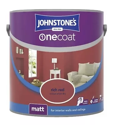 Johnstones Red Spice One Coat Matt Emulsion Paint Walls & Ceilings 2.5L • £16.95