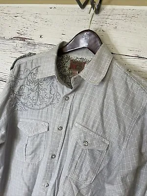 Vintage Red Men's Embroidered Western Shirt Flip Cuff Double Pockets Large • $22.95