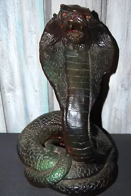 VTG Realistic Large Plaster Black Cobra Snake Statue 14 X 10 Weight 9 Lb Serpent • $95