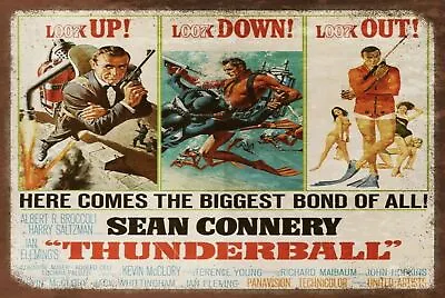 Thunderball Film Movie James Bond 007 Aged Look Vintage Retro Style Metal Sign • £5.62