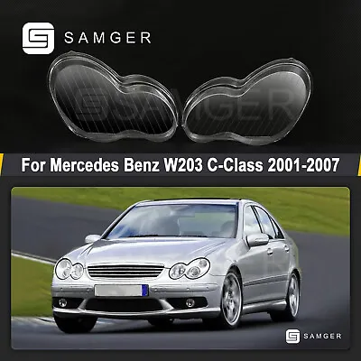 Pair Headlight Lens Cover For Mercedes Benz C-Class W203 2001-2007 • $43.99