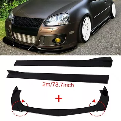 Front Bumper Lip Splitters + 78.7  Side Skirts For VW Golf Jetta MK4 MK5 MK6 MK7 • $66.98