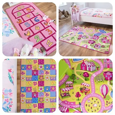 Girls Playmats Pink Colourful Bedroom Playroom Mats Fun Interactive Learning Mat • £20.95