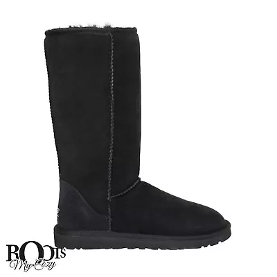 Ugg Classic Tall Black Suede/sheepskin Women's Boots Size Us 10/uk 8.5/eu 41 New • $174.99