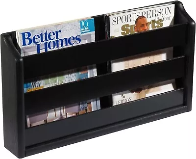 Wooden Mallet Doublewide Oak Rack Wall Mount Or Tabletop Black Magazine Holder • $65.69